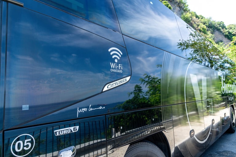 Touring bus with Wi-Fi sign